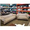 Image 1 : AS NEW HOME ELEGANCE TUFTED ROLLED ARM SOFA  AND LOVE SEAT AS NEW RETAIL - RETAIL $2699