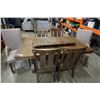 Image 1 : AS NEW HOME ELEGANCE RUSTIC RECLAIMED DINING TABLE W/ LEAF AND 6 CHAIRS - RETAIL $3299 ONE SIDE CHAI