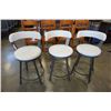 Image 1 : 3 HOME ELEGANCE WHITE COUNTER HEIGHT SWIVEL BAR STOOLS - RETAIL $299 EACH