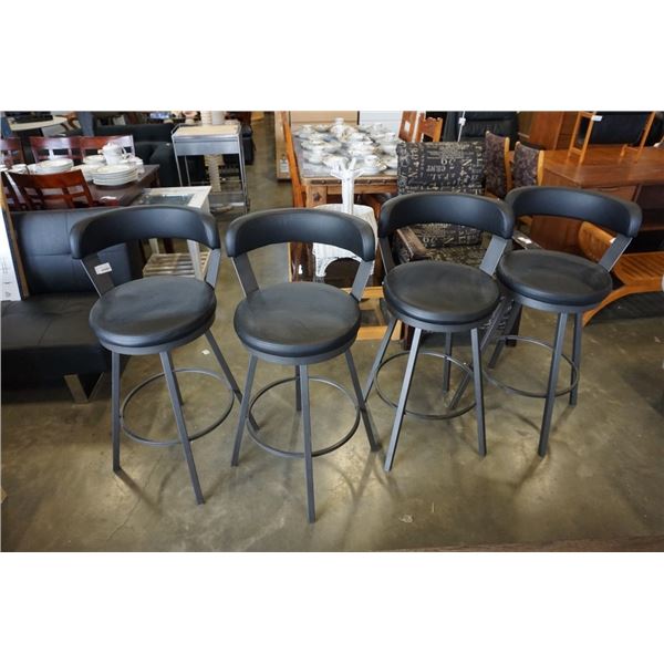 SET OF 4 HOME ELEGANCE BLACK SWIVEL BAR STOOLS