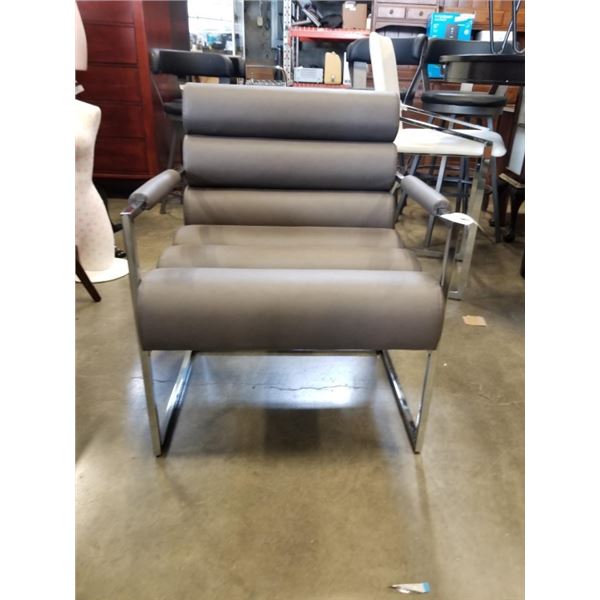 NEW HOME ELEGANCE MODERN GREY AND CHROME LOUNGE CHAIR