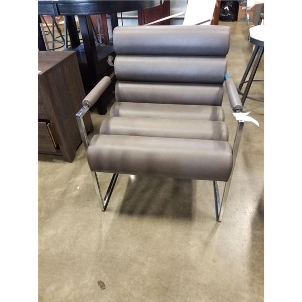 NEW HOME ELEGANCE MODERN GREY AND CHROME LOUNGE CHAIR