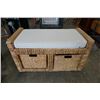 Image 1 : WICKER STORAGE BENCH WITH 2 WICKER BASKET DRAWERS