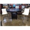 Image 1 : NEW HOME ELEGANCE PUB HEIGHT TABLE AND 2 NEW WHITE LEATHER AND CHROME STOOLS - RETAIL $1899