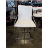 Image 8 : NEW HOME ELEGANCE PUB HEIGHT TABLE AND 2 NEW WHITE LEATHER AND CHROME STOOLS - RETAIL $1899