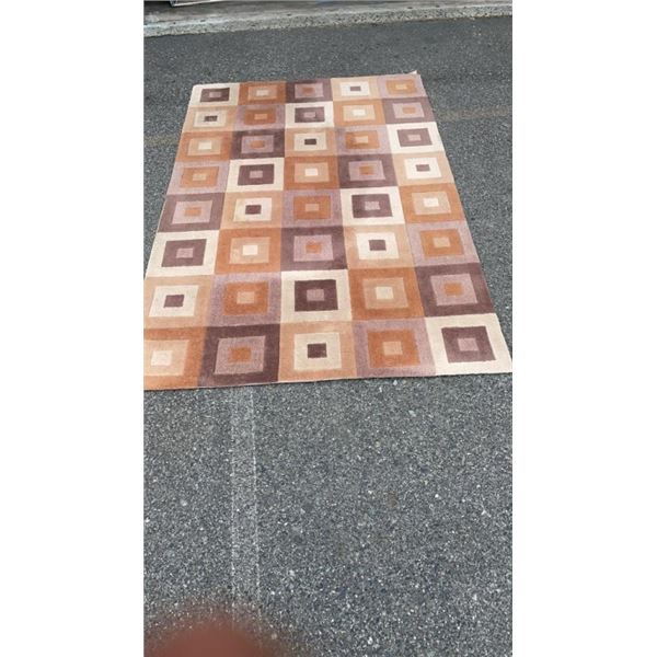 BROWN SQUARE PATTERN AREA CARPET