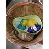 Image 3 : WICKER BASKET OF YARN AND SEWING SUPPLIES
