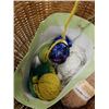 Image 4 : WICKER BASKET OF YARN AND SEWING SUPPLIES