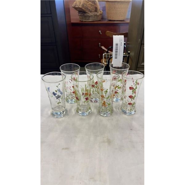 7 HAND DECORATED GLASSES