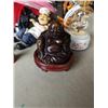 Image 2 : LOT OF COLLECTIBLE FIGURES, CAROUSEL HORSES, METAL BUDDHA FIGURE, CHEF AND BIRD FIGURES