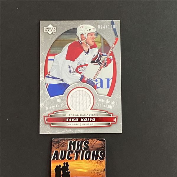 SAKU KOIVU 2006 MCDONALDS RARE GAME WORN JERSEY REDEMPTION ONLY 100 MADE! #024/100 (ref3008)