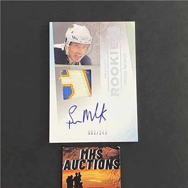 SPENCER MACHACEK 2009-10 THE CUP AUTOGRAPH/PATCH HOCKEY CARD #003/249 ONLY 249 MADE(ref2460)