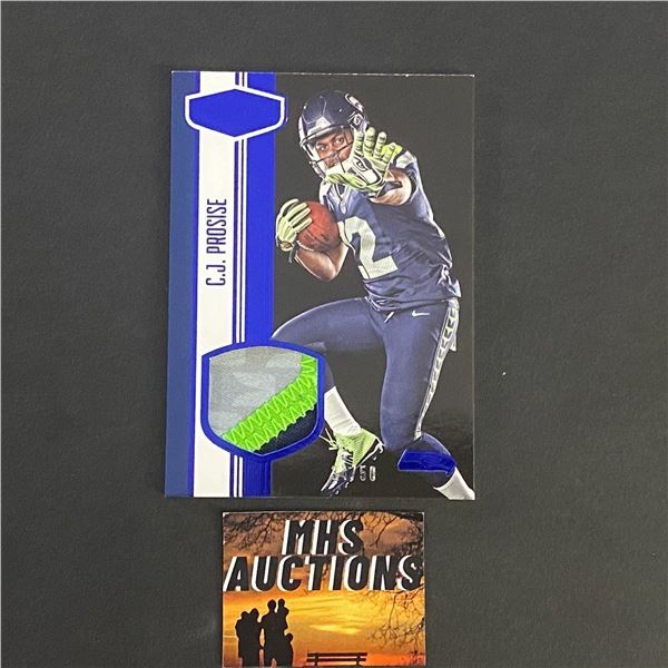 C.J  PROSISE SEAHAWKS 2016 PANINI PATCH CARD #34/50 ONLY 50 MADE IN THE WORLD! (ref10)