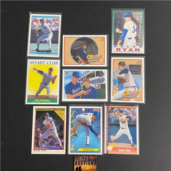 NOLAN RYAN 9 CARD LOT ASSORTED NO DOUBLES (ref2541)