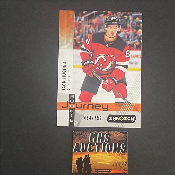 JACK HUGHES 2019-20 SYNERGY HOCKEY ROOKIE CARD #434/799 ONLY 799 MADE IN THE WORLD (ref131)