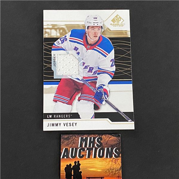 2018-19 U.D SP GAME USED HOCKEY JIMMY VESEY JERSEY CARD (ref2081)