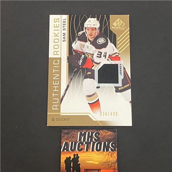 SAM STEEL JERSEY CARD ANAHEIM MIGHTY DUCKS #334 OF 499 MADE! (ref2177)