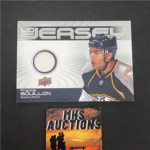 2010-11 U.D HOCKEY SERIES 1 FRANCIS BOUILLON N.H.L JERSEY CARD (ref2197)