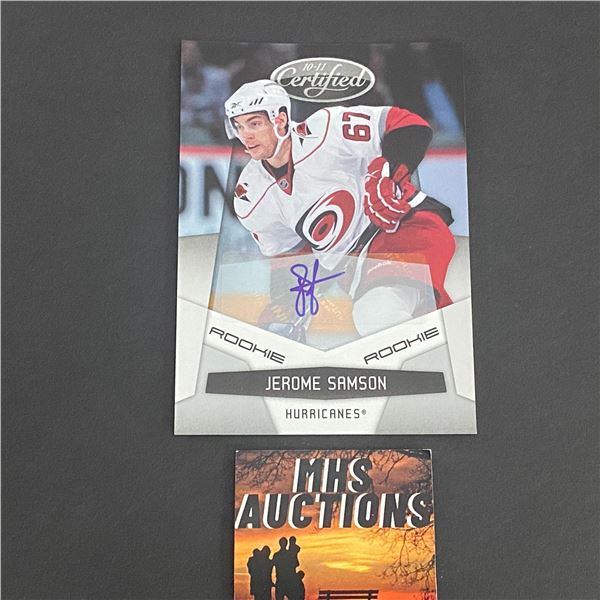 2010-11 CERTIFIED AUTOGRAPH ROOKIE JEROME SAMSON 452/799 N.H.L AUTOGRAPH CARD (ref2274)