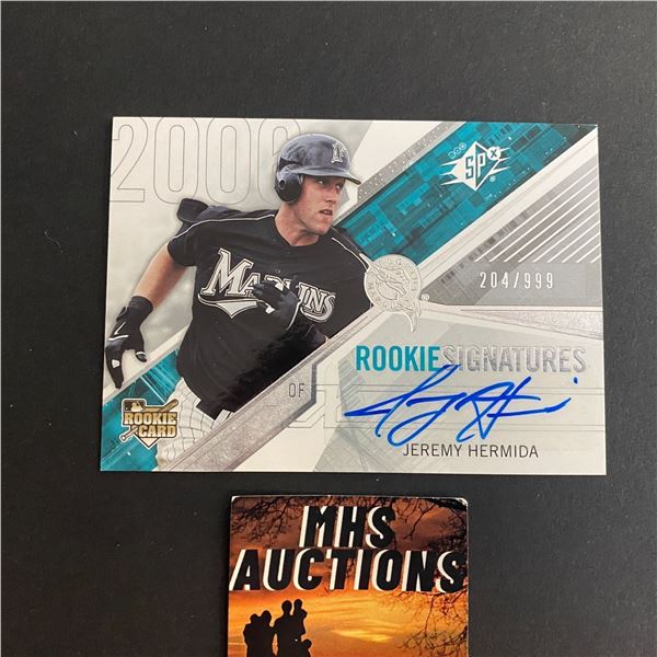 2006 U.D SPX JEREMY HERMIDA BASEBALL AUTOGRAPH CARD #204/999 ONLY 999 MADE IN THE WORLD (ref2357)
