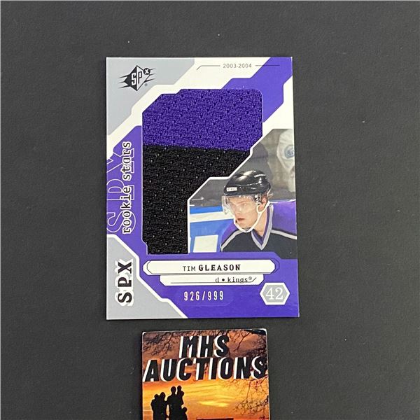 TIM GLEASON 2003-04 SPX UPPER DECK ROOKIE JERSEY HOCKEY CARD #926/999 ONLY 999 MADE (ref2409)