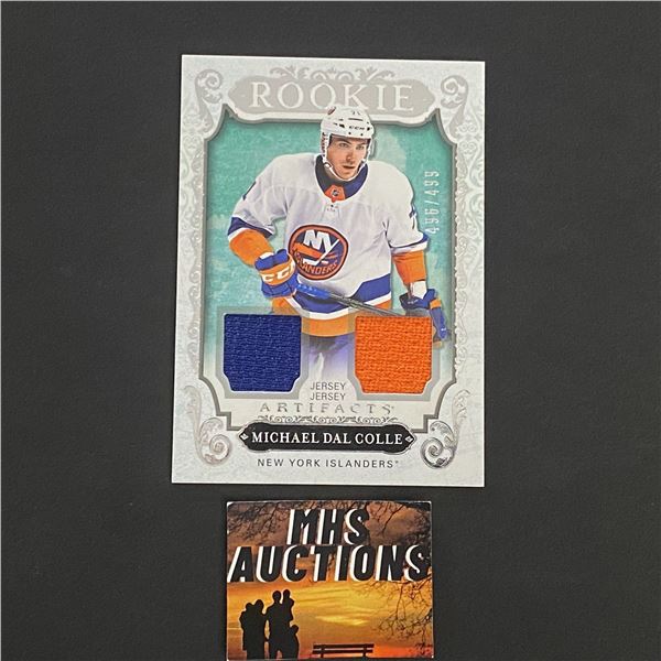 MICHAEL DAL COLLE 2018-19 ARTIFACTS HOCKEY DUAL JERSEY CARD #496/499 ONLY 499 IN THE WORLD (ref2847)