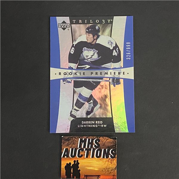 2005-06 U.D TRILOGY HOCKEY ROOKIE CARD DARREN REID HOCKEY CARD #326/999 ONLY 999 MADE (ref2737)