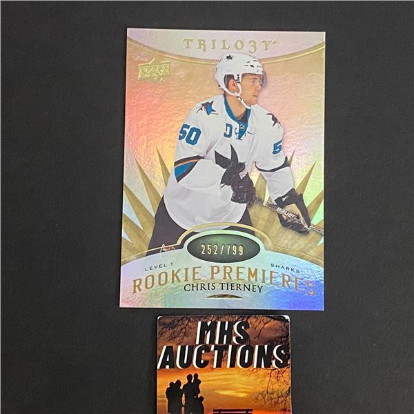 2014-15 TRILOGY ROOKIE CHRIS TIERNEY HOCKEY CARD #252/799 ONLY 799 MADE IN THE WORLD (ref2708)