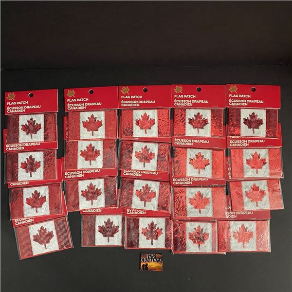 LOT OF 20 SEQUIN CANADA FLAG PATCHES