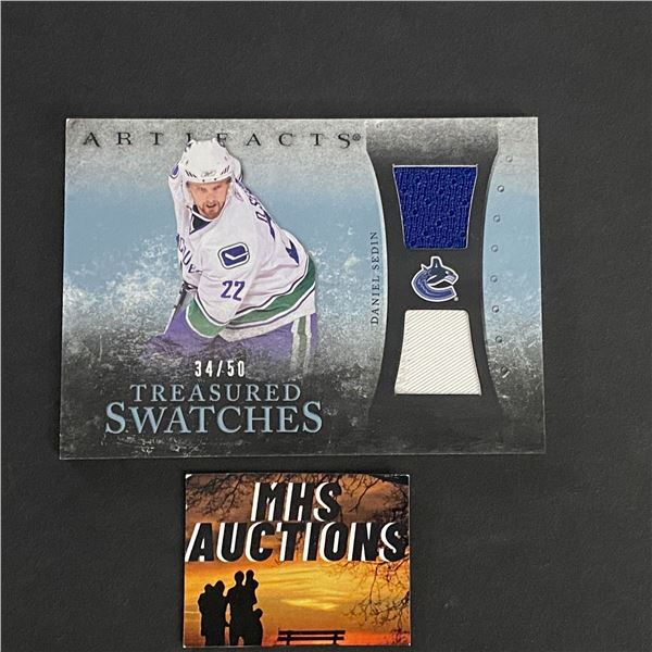 2010-11 U.D ARTIFACTS PATCH CARD DANIEL SEDIN HOCKEY CARD #34/50 ONLY 50 MADE IN THE WORLD (ref2713)