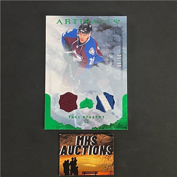 2010-11 U.D ARTIFACTS PATCH CARD PAUL STASTNY HOCKEY CARD #08/50 ONLY 50 MADE IN THE WORLD (ref2711)