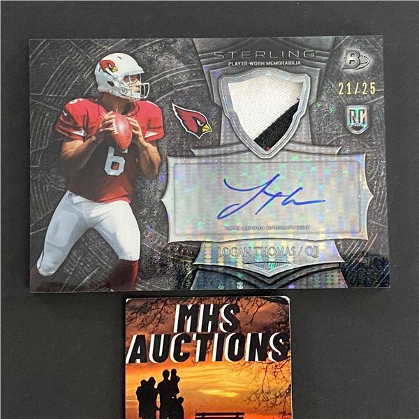 2014 TOPPS PATCH/AUTO LOGAN THOMAS FOOTBALL CARD ONLY 25 MADE #21/25 (ref2646)