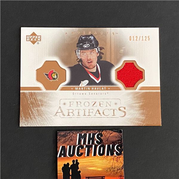 2005 ARTIFACTS HOCKEY MARTIN HAVLAT JERSEY CARD ONLY 125 MADE #012/125 (ref2012)