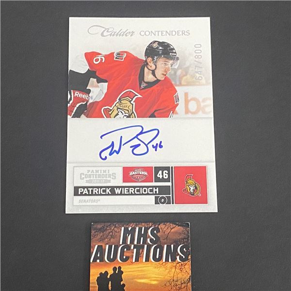 PATRICK WIERCIOCH AUTOGRAPHED 2011/12 PANINI HOCKEY CARD #647 OF 800 MADE (ref2271)