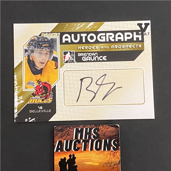 2011 IN THE GAME AUTOGRAPH BRENDAN GAUNCE HOCKEY CARD (ref2693)