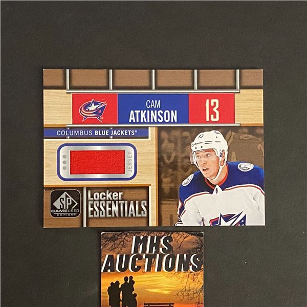 CAM ATKINSON 2018-19 SP GAME USED BLUE JACKETS JERSEY CARD (ref42)