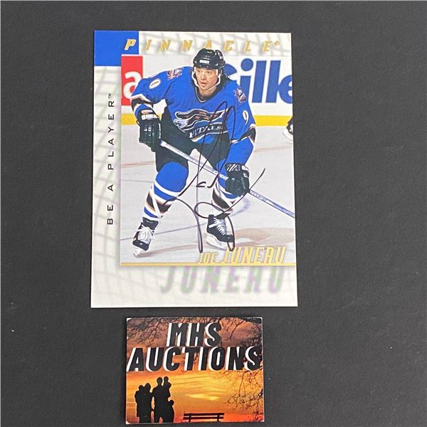 JOE JUNEAU 1998 PINNACLE BE A PLAYER AUTOGRAPHED HOCKEY CARD (ref148)