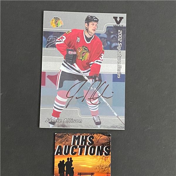 JAMIE ALLISON 2002 IN THE GAME SIGNATURE SERIES AUTOGRAPHED HOCKEY CARD (ref153)