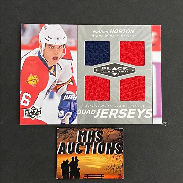 NATHAN HORTON 2010-11 BLACK DIAMOND QUAD JERSEY HOCKEY CARD (ref199)