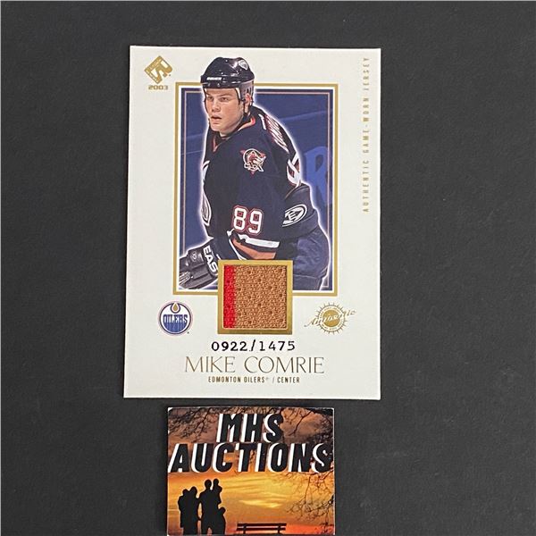 MIKE COMRIE 2003 PACIFIC HOCKEY JERSEY CARD #0922/1475 ONLY 1475 MADE IN THE WORLD (ref73)