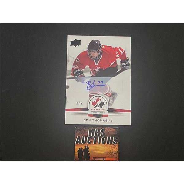 BEN THOMAS AUTOGRAPHED 2014 UPPER DECK TEAM CANADA HOCKEY CARD #3/5 ONLY 5 MADE IN THE WORLD(ref203)