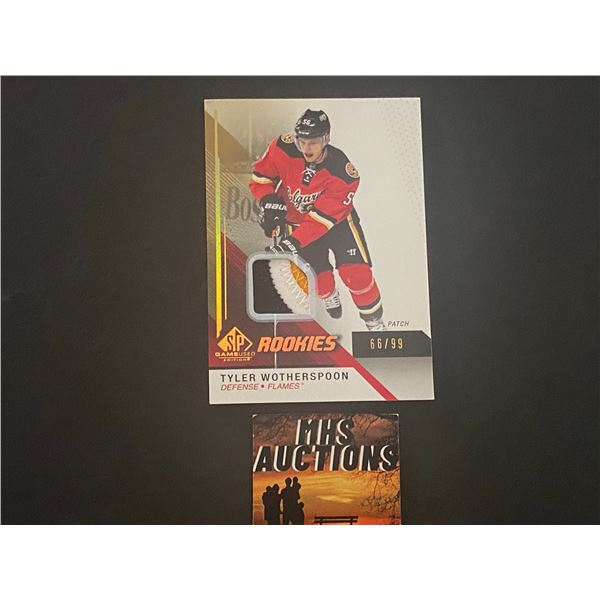 TYLER WOTHERSPOON 2014-15 SP GAME USED PATCH HOCKEY CARD #66/99 ONLY 99 MADE (ref202)
