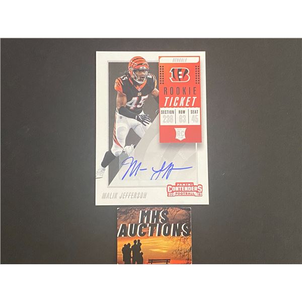 MALIK JEFFERSON 2018 PANINI AUTOGRAPH FOOTBALL CARD (ref213)