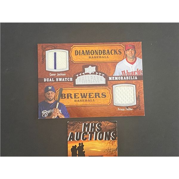 PRINCE FIELDER & CONOR JACKSON 2008 BALLPARK COLLECTION BASEBALL DUAL JERSEY CARD (ref238)