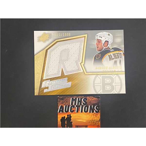 ANDREW ALBERTS 2005 SPX ROOKIE JERSEY HOCKEY CARD #1870/1999 ONLY 1999 MADE IN THE WORLD (ref284)