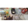 Image 1 : PLASTIC CONTAINER WITH CANDLE HOLDERS AND TALL  CANDLE STAND PLUS 3 SMALL ROD IRON CANDLE HOLDERS