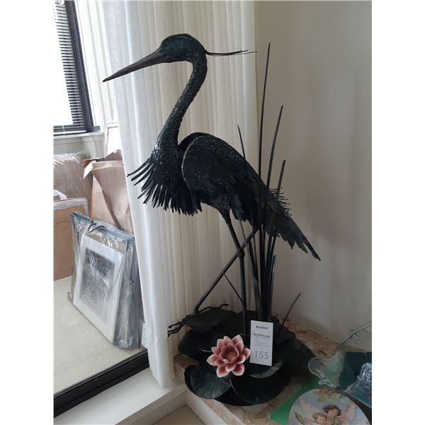 Metal Heron art sculpture cat B