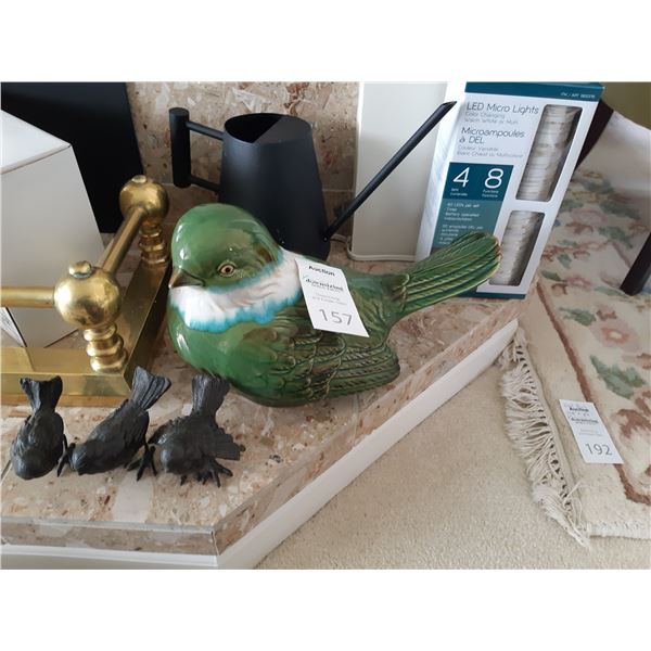 Ceramic bird, lights, watering can cat B
