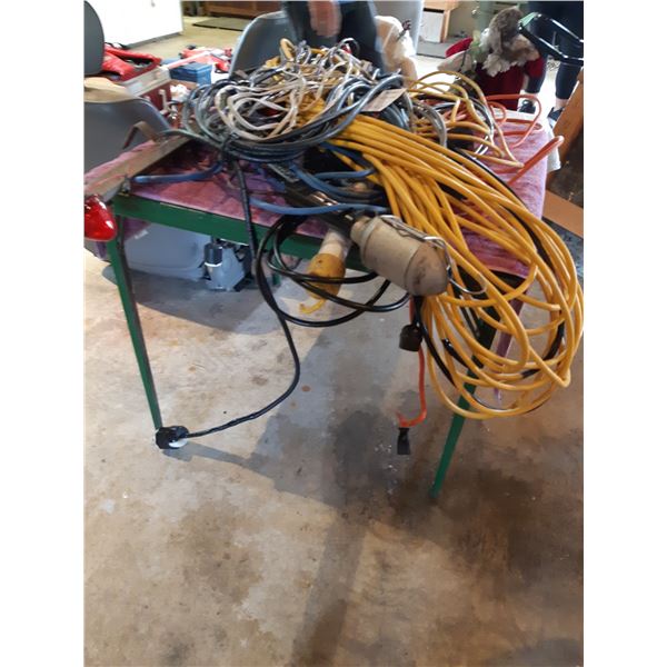 Card Table and Extention cords. Cat D