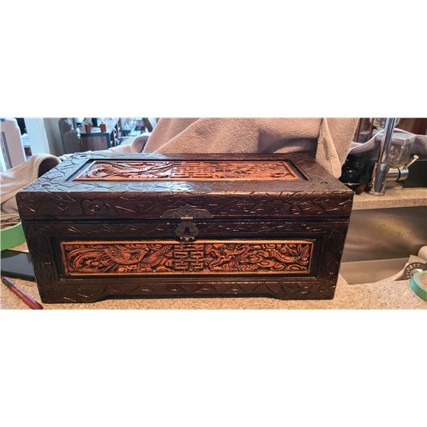 Carved Camphorwood Box Cat B